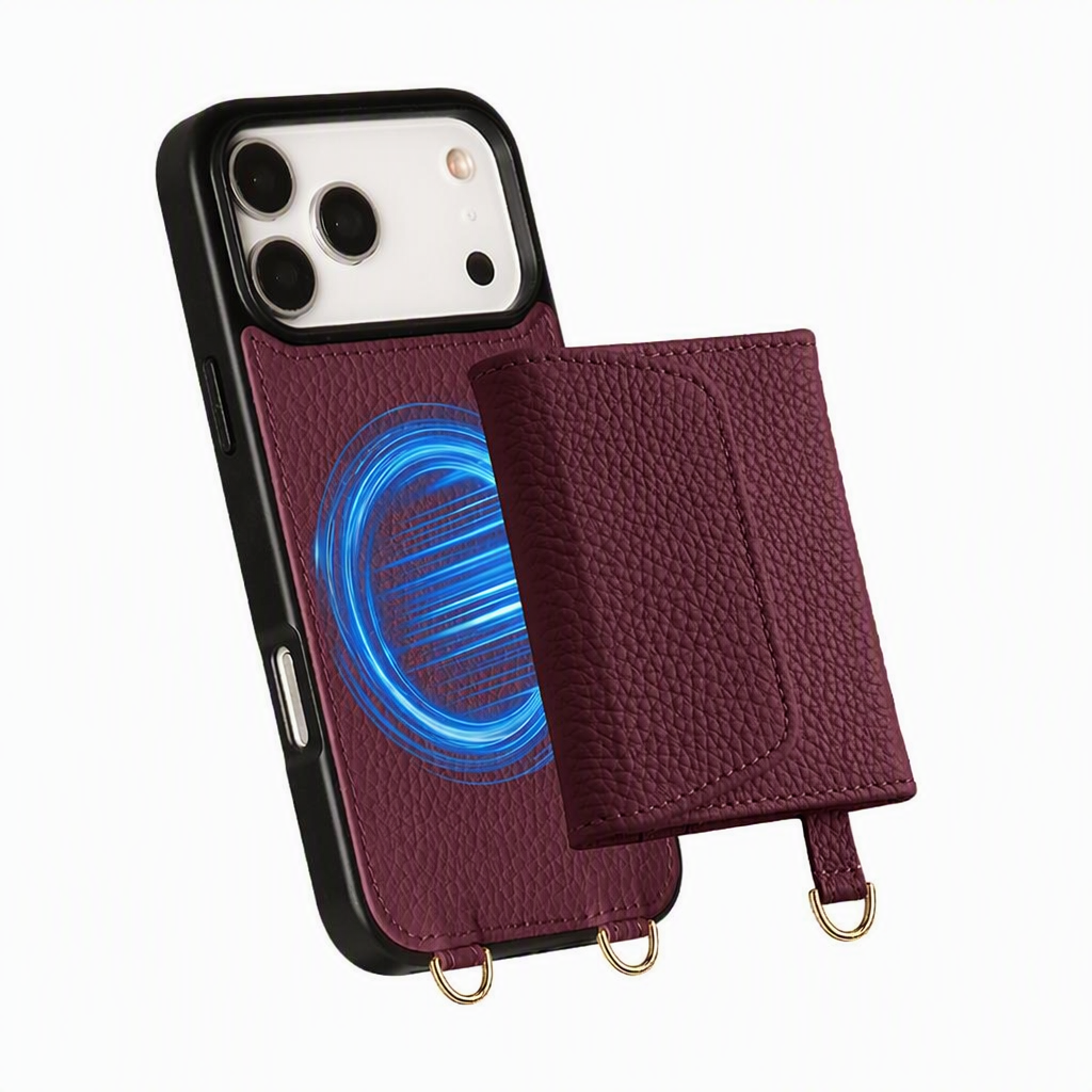 Sinco Custom Burgundy Wallet Phone Case for iPhone 18 Pro Max