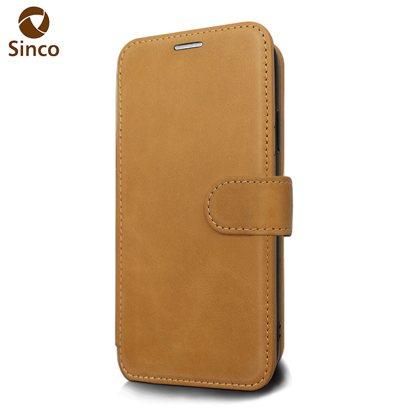 Sinco Fashion brown wallet phone pu leather back case for iphone 14 pro max cover