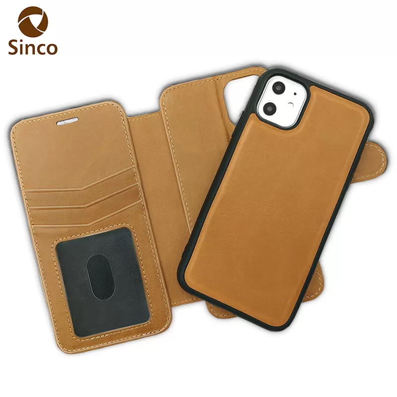 Sinco Fashion brown wallet phone pu leather back case for iphone 14 pro max cover