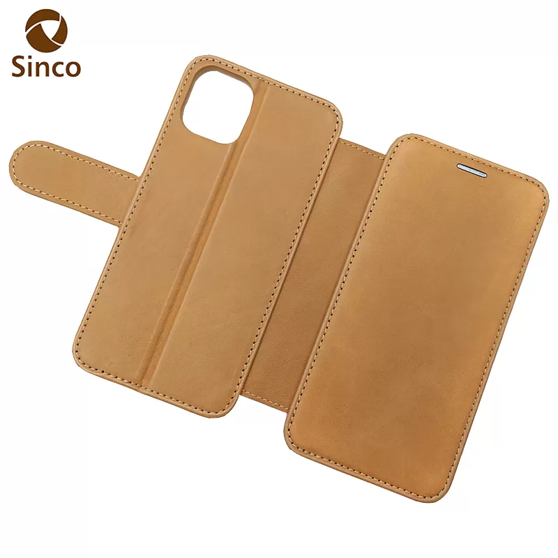 Sinco Fashion brown wallet phone pu leather back case for iphone 14 pro max cover