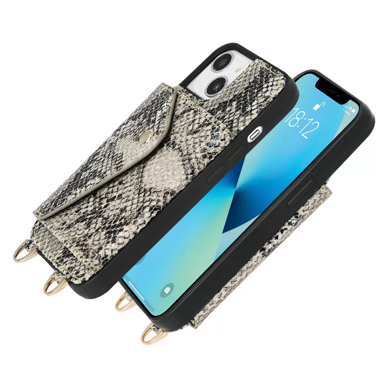 Sinco Leather Phone Case Credit Card Holder Luxury Crossbody Python Leather Phone Case for iPhone 14 Pro Max