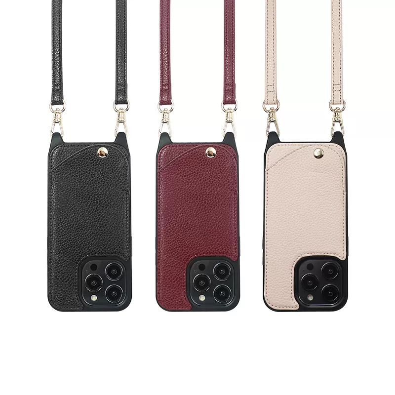 Sinco new design vegan leather iphone case crossbody for iPhone 15