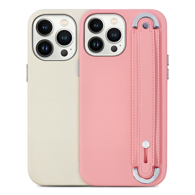 Sinco supplier plain leather hand wrist strap phone cases