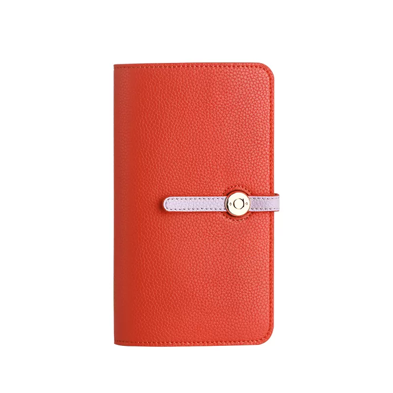 Two-Tone Leather Travel Wallet Passport Holder for Woman