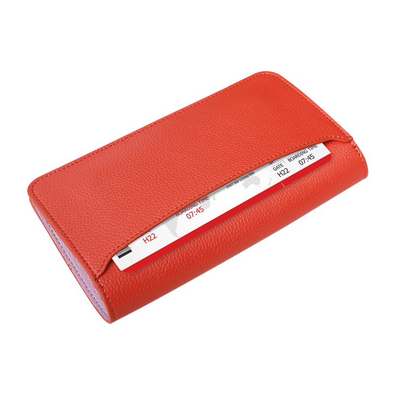 Two-Tone Leather Travel Wallet Passport Holder for Woman