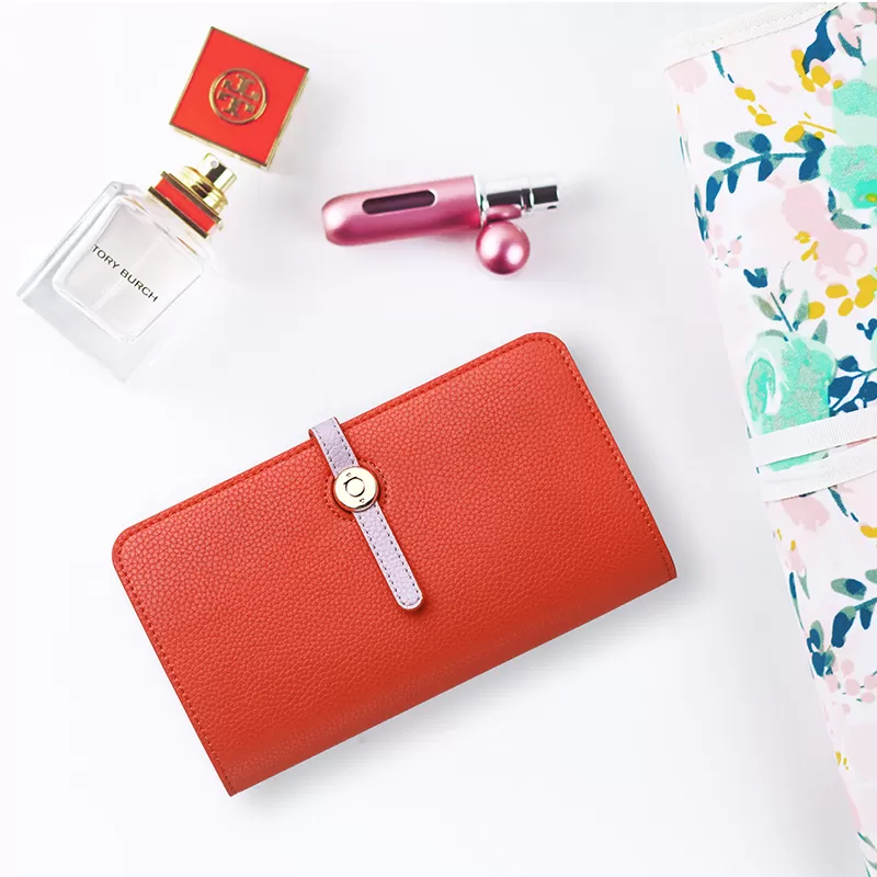 Two-Tone Leather Travel Wallet Passport Holder for Woman