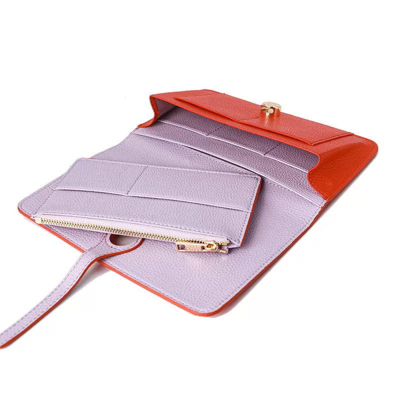 Two-Tone Leather Travel Wallet Passport Holder for Woman
