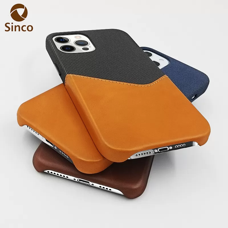 Sinco cheap twotone fabric iphone leather covers with card