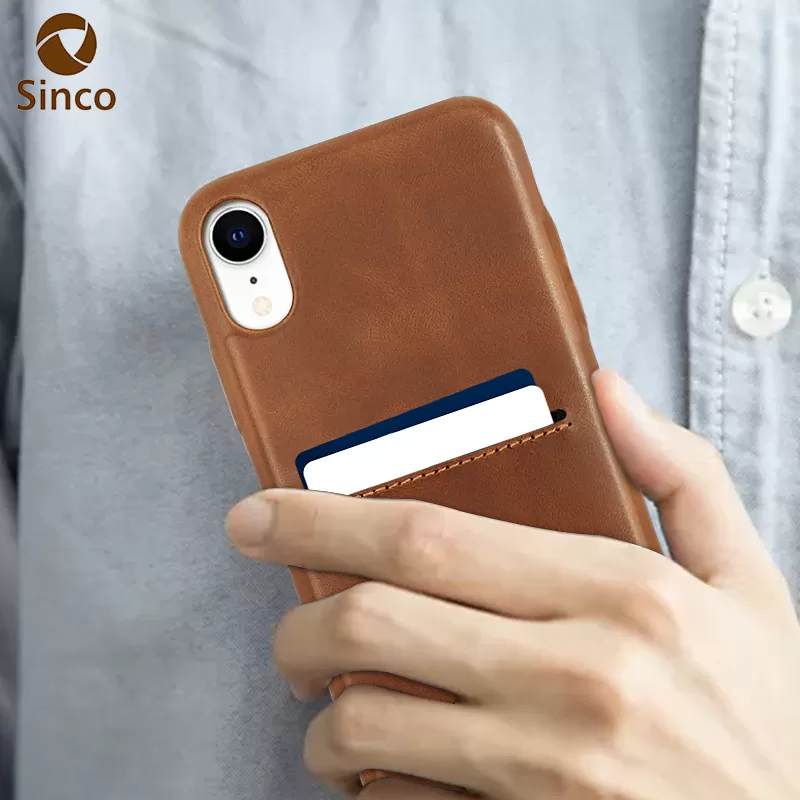 Sinco factory vegan leather case with card holder for iphone