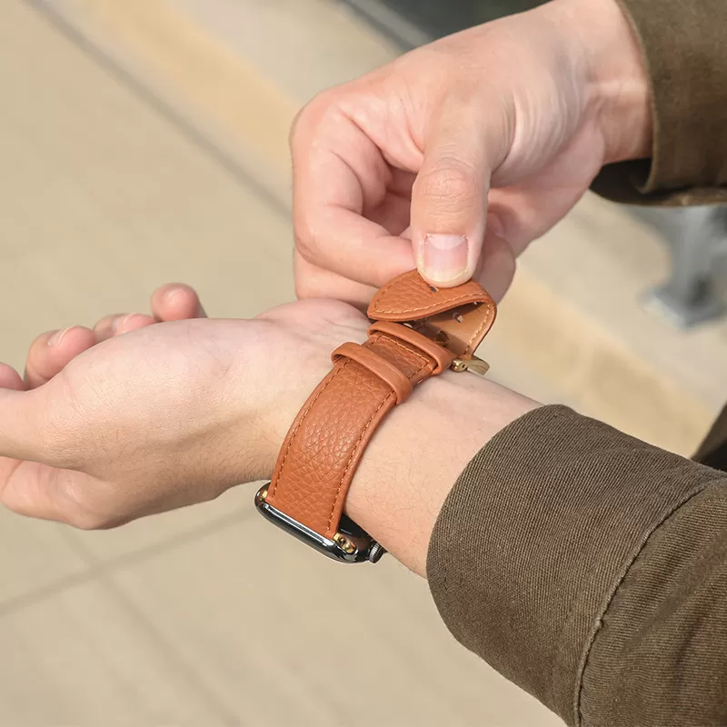 Sinco pebble leather apple watch strap