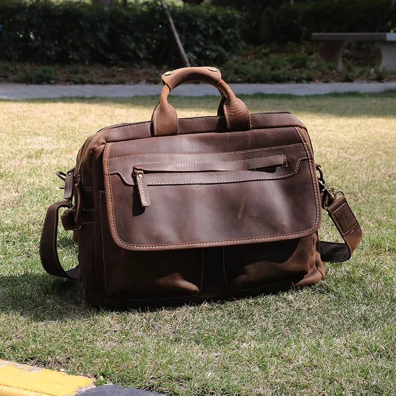 Sinco Crazy Horse Leather Brief Case for Men