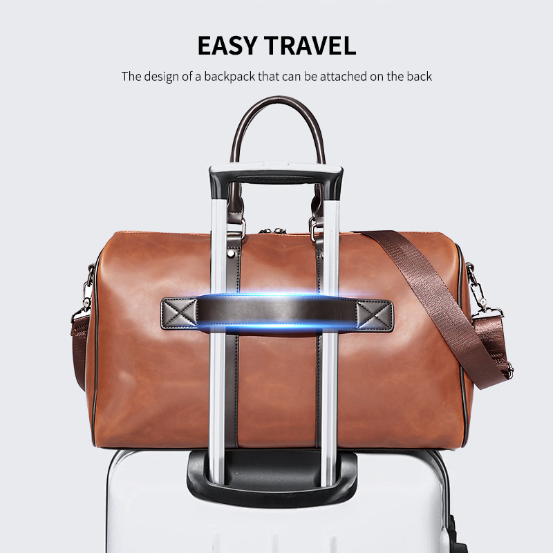 Sinco pu leather luggage travel Fitness bag for men