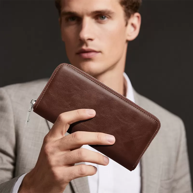 Sinco leather clutch bag with zip wallets for women and men