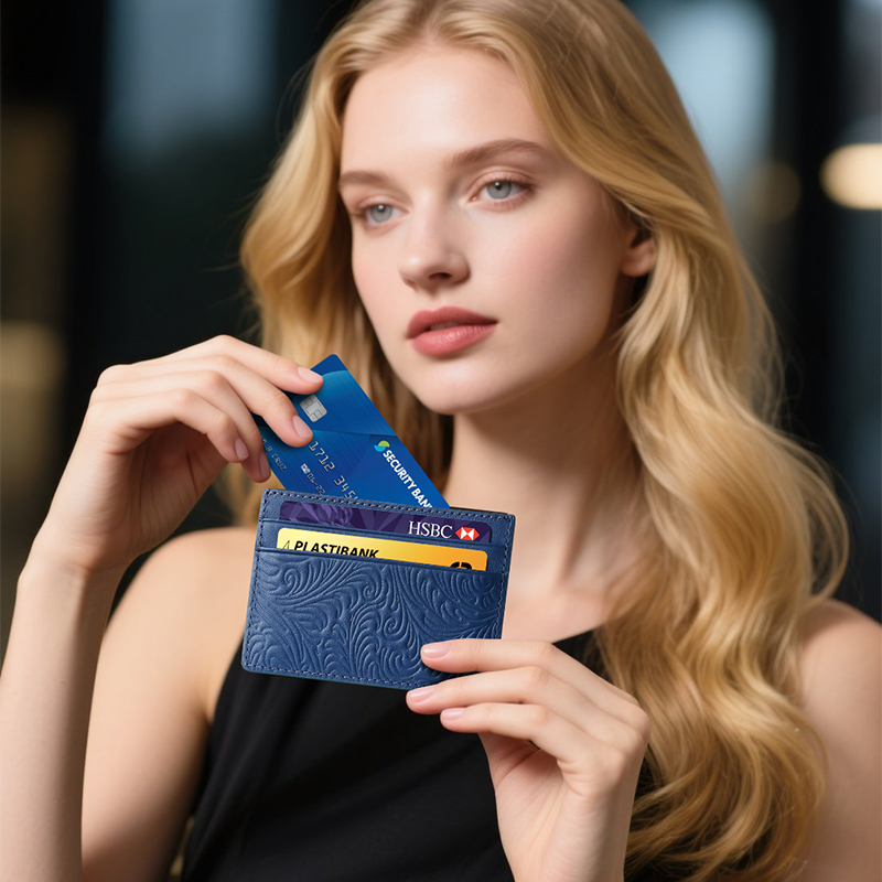 Sinco custom leather card holder embossed design card holder