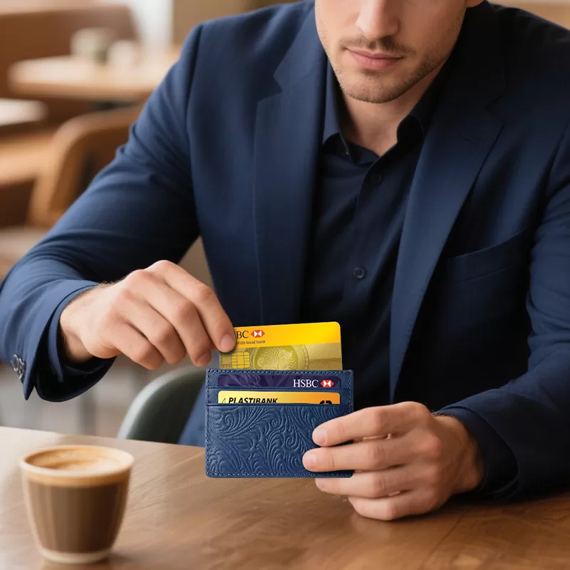 Sinco custom leather card holder embossed design card holder