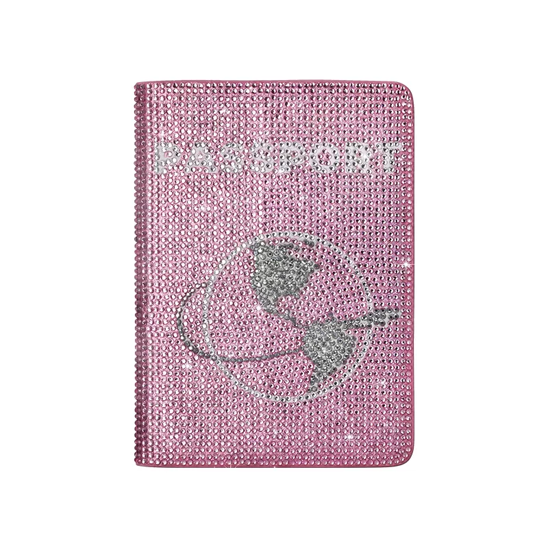 Sinco Bling Crystal Rhinestone Passport Holder Leather Passport Holder