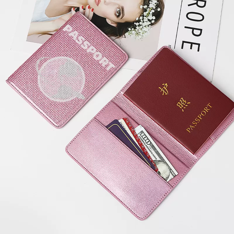 Sinco Bling Crystal Rhinestone Passport Holder Leather Passport Holder