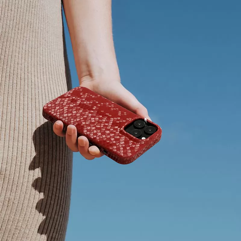 Sinco genuine leather snake print case phone