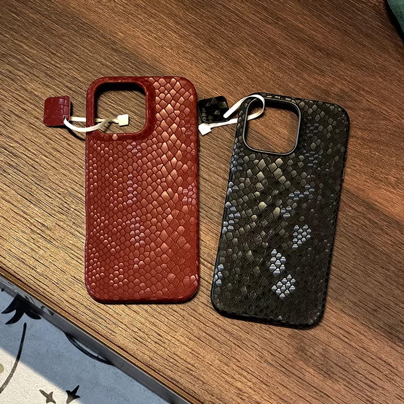 Sinco genuine leather snake print case phone