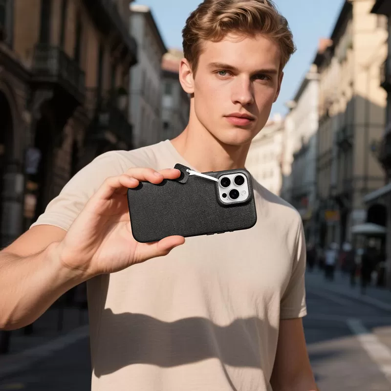 Sinco genuine leather cross pattern phone case crosshatch case