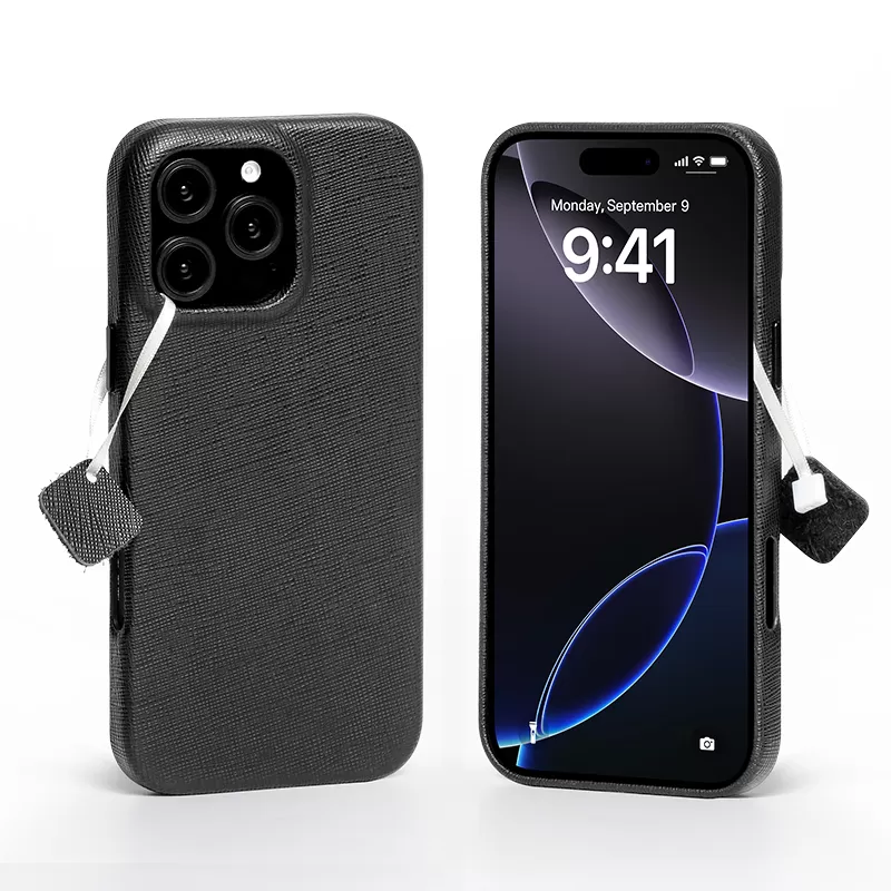 Sinco genuine leather cross pattern phone case crosshatch case