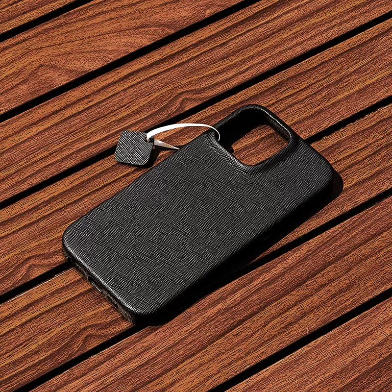 Sinco genuine leather cross pattern phone case crosshatch case