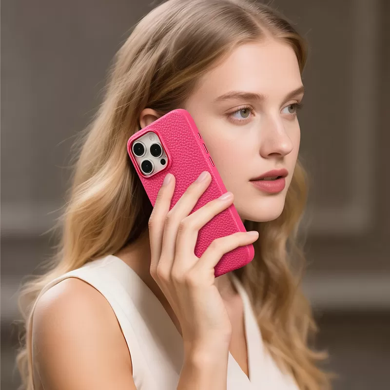 Sinco genuine leather lychee pattern make leather cell phone case