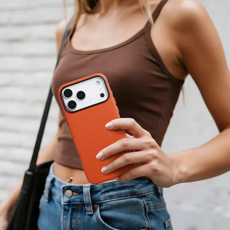 Sinco leather custom logo phone case for iphone 17