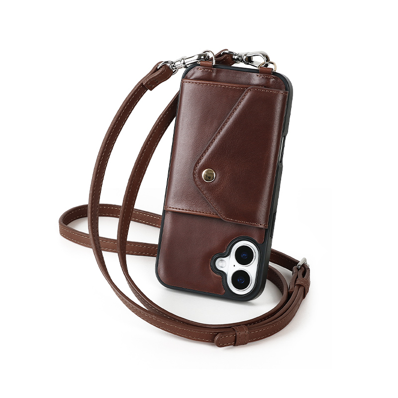 Sinco custom leather crossbody phone case for iPhone 17