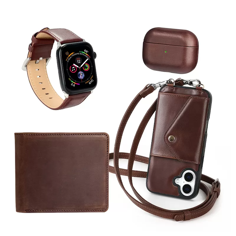 Sinco custom leather crossbody phone case for iPhone 17