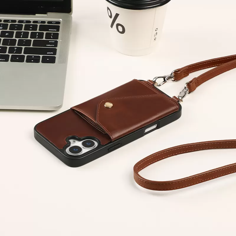 Sinco custom leather crossbody phone case for iPhone 17