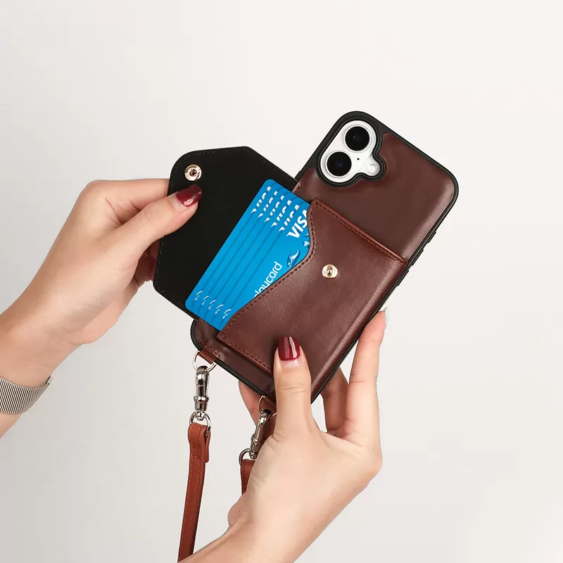 Sinco custom leather crossbody phone case for iPhone 17