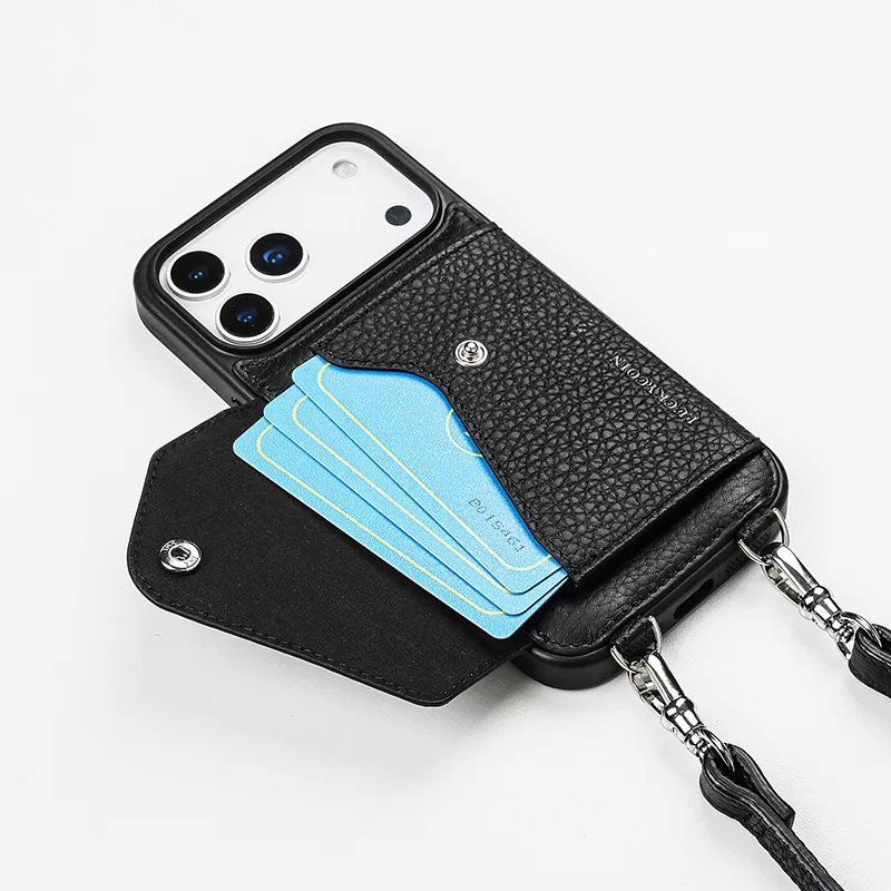 Sinco custom leather lanyard phone case with card holder