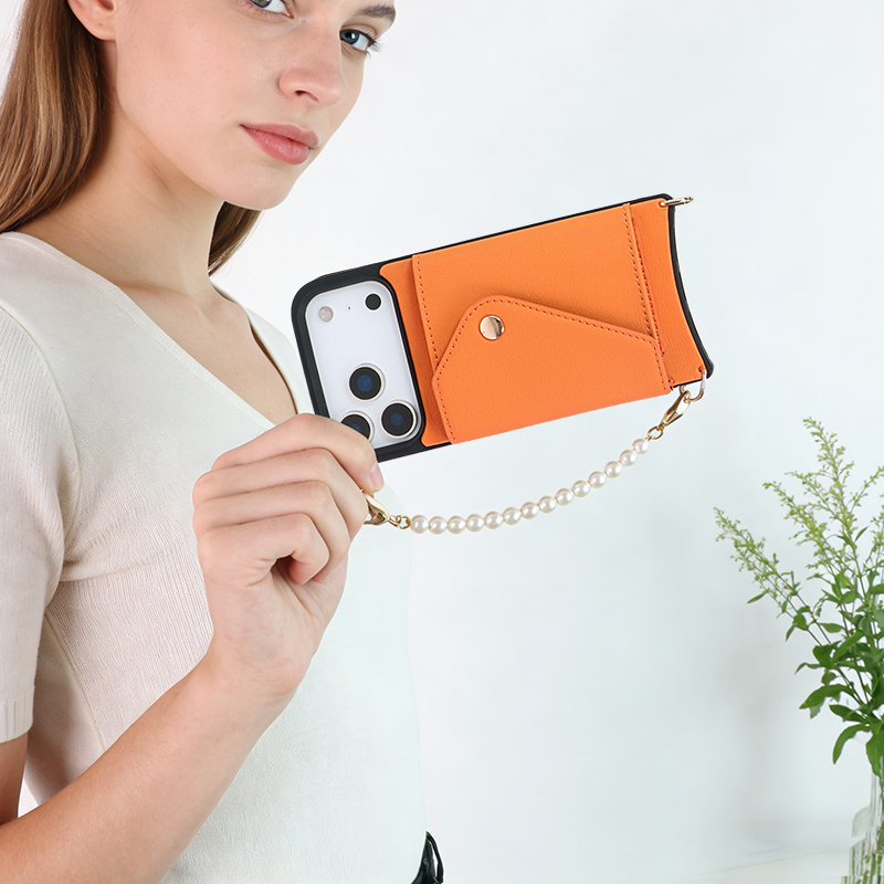 Sinco genuine tech leather phone case with crossbody strap