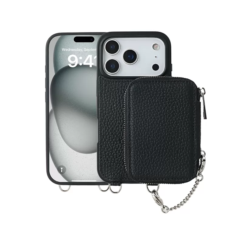Sinco full grain cowhide leather phone case with magnetic card holder