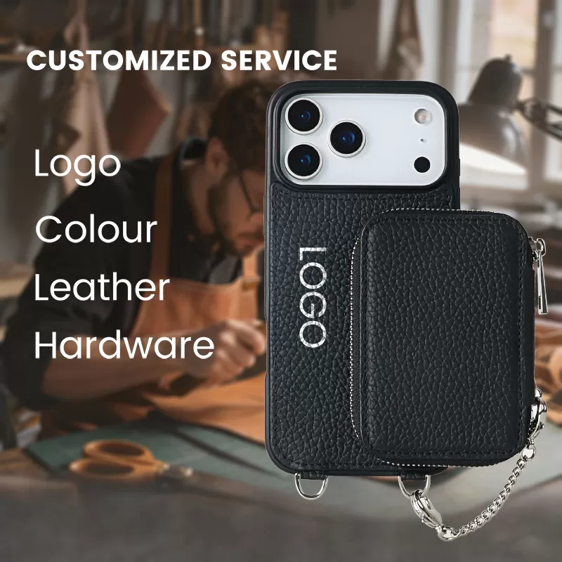 Sinco full grain cowhide leather phone case with magnetic card holder