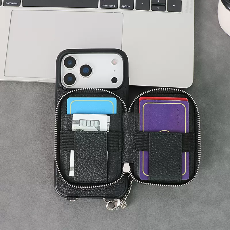 Sinco full grain cowhide leather phone case with magnetic card holder