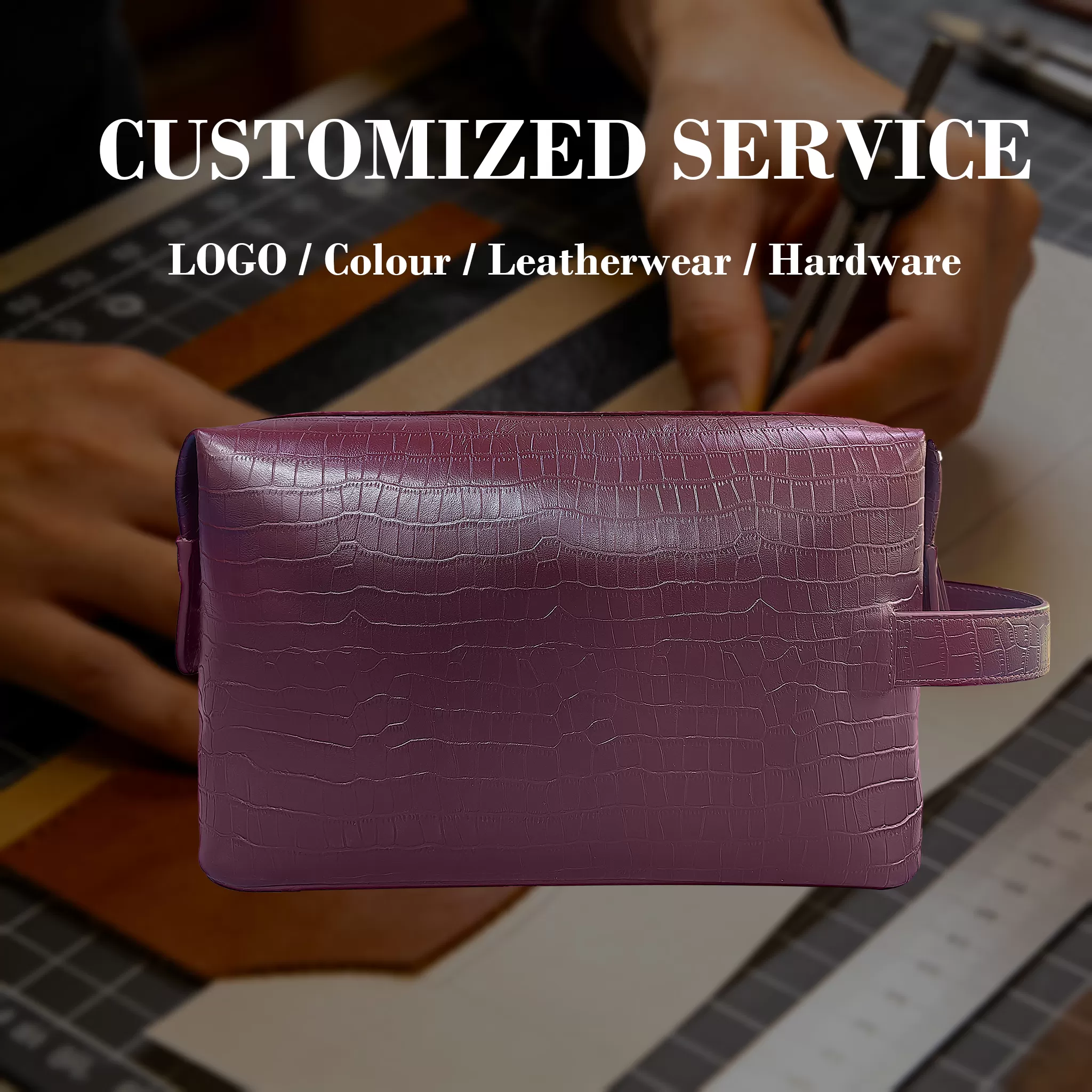 Sinco luxury top grain leather toiletry bag custom