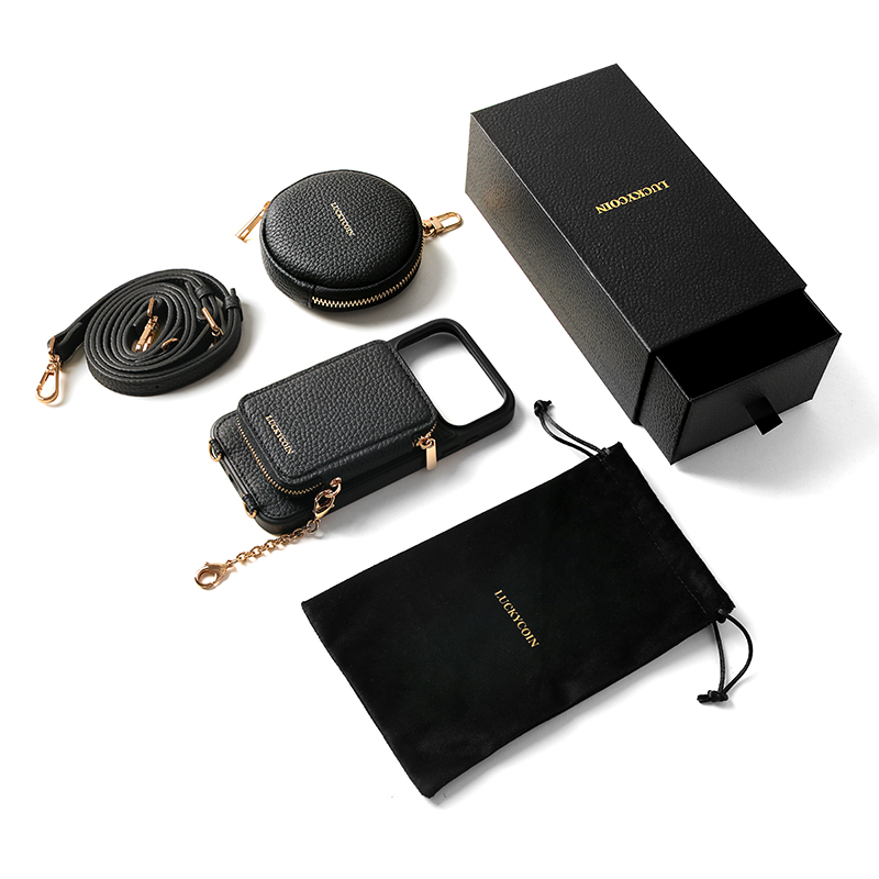 Sinco cowhide leather phone case with pouch custom