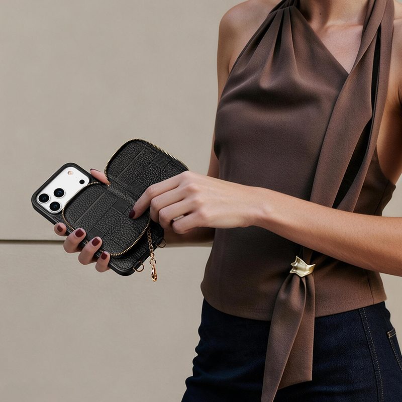 Sinco cowhide leather phone case with pouch custom