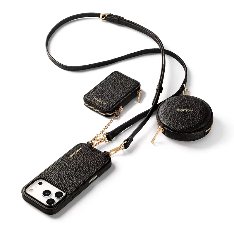 Sinco cowhide leather phone case with pouch custom