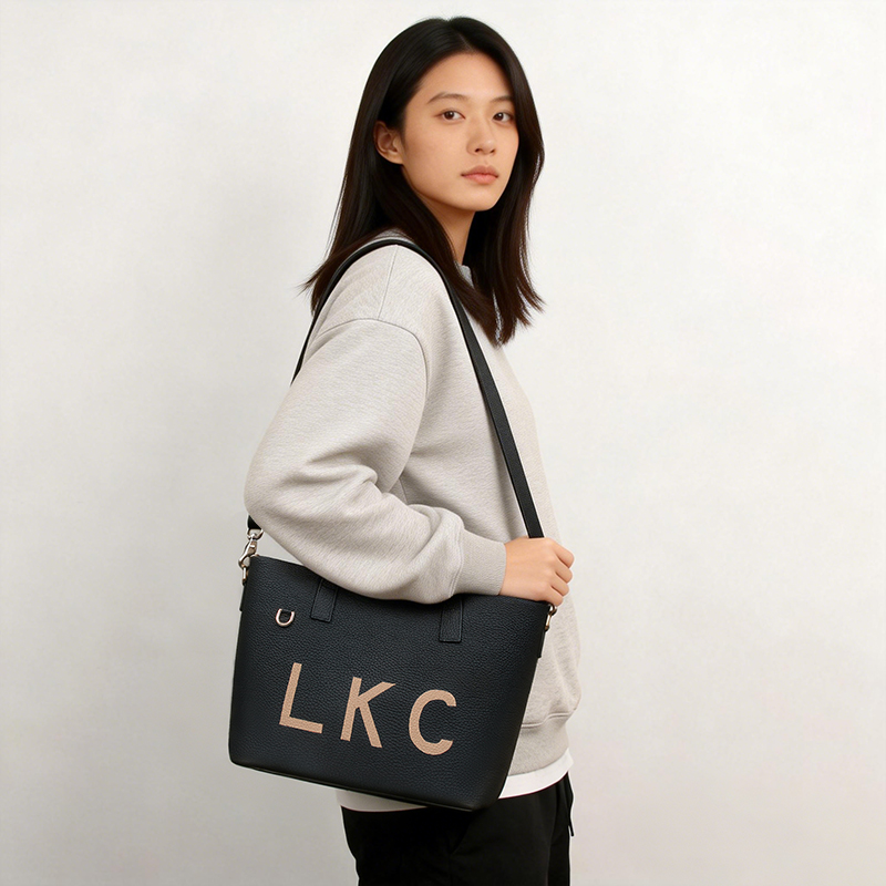 Sinco premium cowhide pattern leather tote bag custom