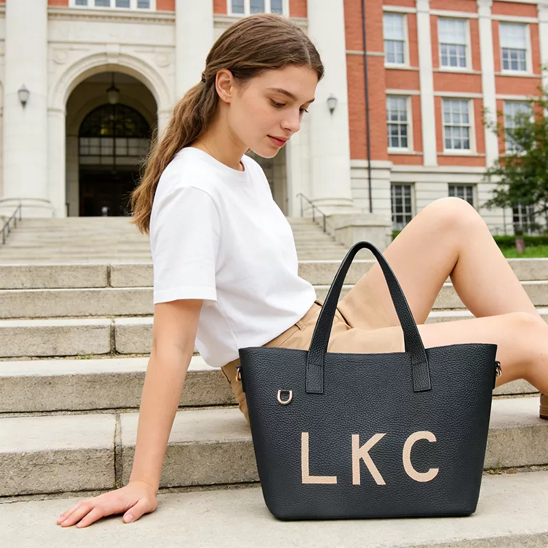 Sinco premium cowhide pattern leather tote bag custom