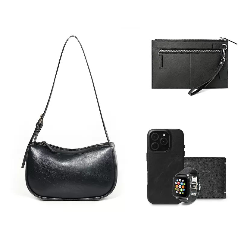 Sinco custom black leather shoulder bag for women 2026