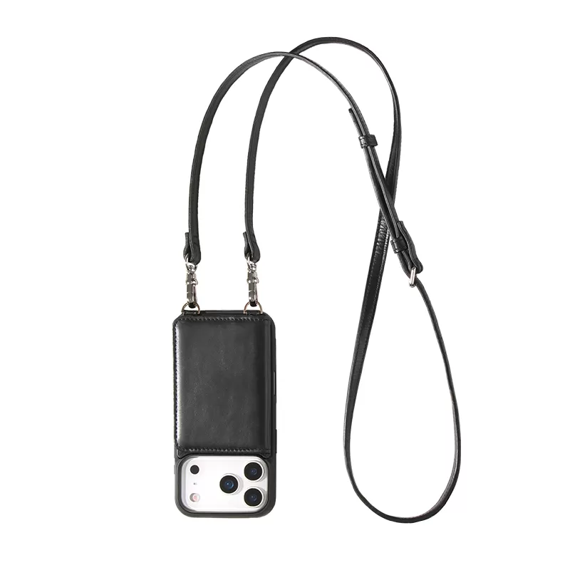 Sinco top grain cowhide leather crossbody phone case with card holder