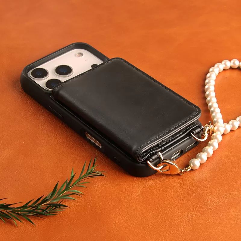 Sinco top grain cowhide leather crossbody phone case with card holder