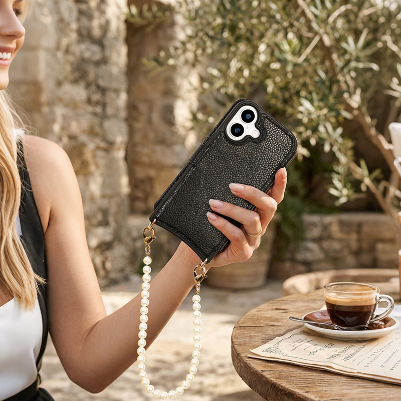 Sinco custom leather crossbody phone case with card holder