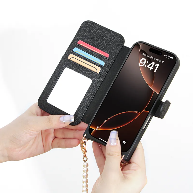 Sinco custom leather crossbody phone case with card holder