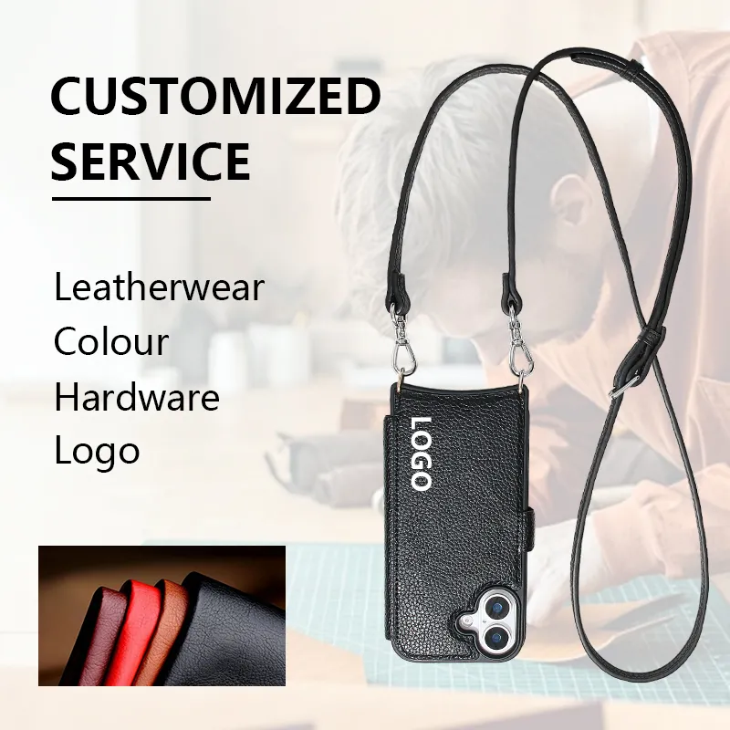 Sinco custom leather crossbody phone case with card holder