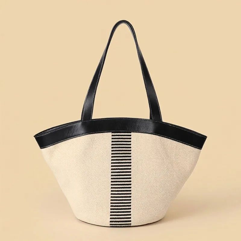 Sinco Custom Premium Leather Trim Woven Tote Bag